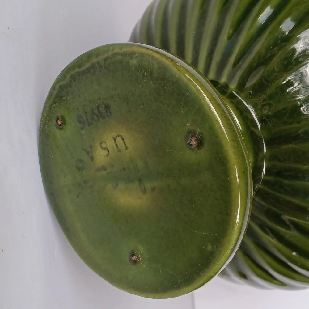 Haeger Pottery Green Ceramic Vase Footed Base USA